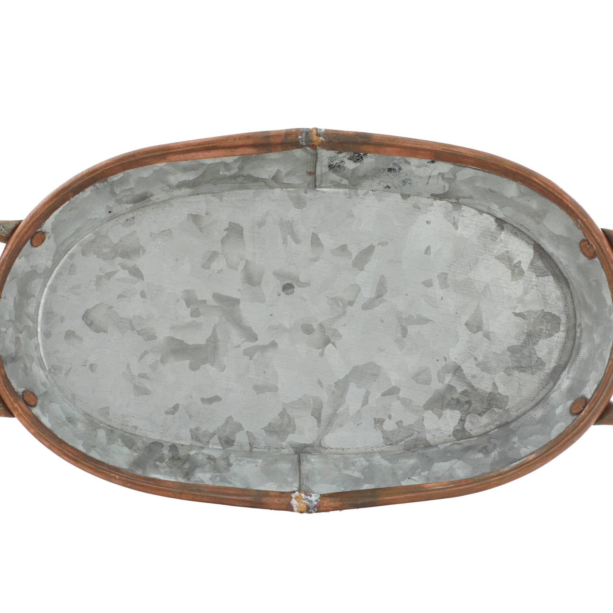 Set of 3" Grey Metal Farmhouse Tray, 14", 22", 28"